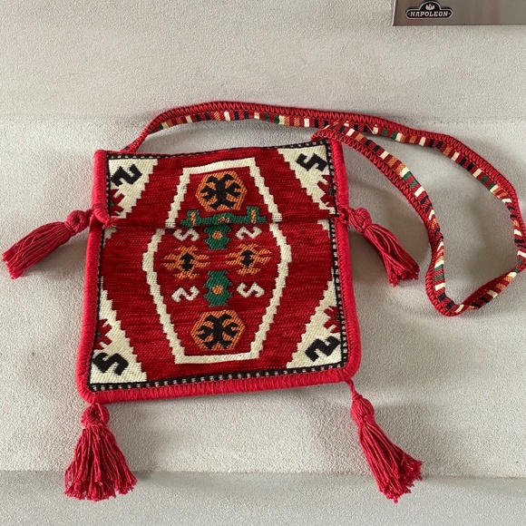 Turkish Kilim Style Multi Color Embroidered Boho Crossbody Bag Tote - Picture 1 of 3